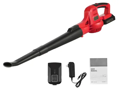 Produktbild von Akku-Laubbläser - F-64 Turbo-Gebläse - 2 Geschwindigkeiten - 60/130 MPH - Handgehalten - Verlängerungsrohre - Rot