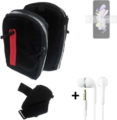 Produktbild von K-S-Trade Outdoor Gürteltasche Holster Umhängetasche + Kopfhörer kompatibel mit Samsung Galaxy Z Flip4 schwarz Handy Tasche Case travelbag