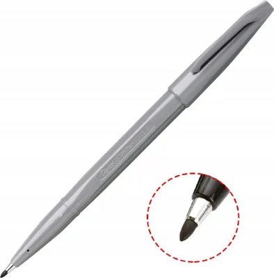 Produktbild von Pentel SIGN PEN grauer Kugelschreiber mit 0,8 mm Faseroptikspitze