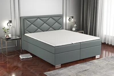 Produktbild von Boxspringbett BUXI 140x200 mit 2 Bettkästen, Bonell-Matratze und Topper. Dekorative Stifte an den Seiten der Kopfstütze. Bett Komplett-Set mit Matratze,Bettkasten & Kopfteil. Stoff Eko Cayenne. Elegantes Bett mit massives Kopfteil.