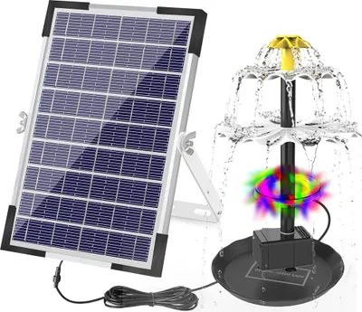 Obrázok produktu pre 6 W solárne čerpadlo do fontány pre kúpeľ pre vtáky s 12 LED svetlami, 9 tryskami, integrovanou batériou s kapacitou 1500 mAh, solárne čerpadlo do fontány pre záhradné jazierko, bazén, akvárium a vonkajšie priestory