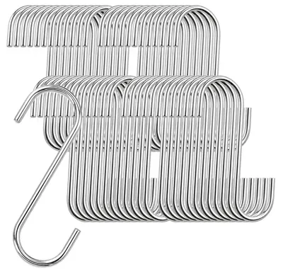 48x S-Haken aus Edelstahl, 9 x 5,5 cm, silber