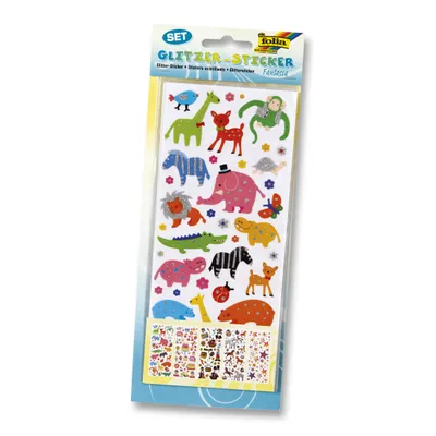 Immagine prodotto di Folia 1411 Sticker Glitter "Fantasia" - circa 10 x 23 cm, disegni assortiti, 5 fogli