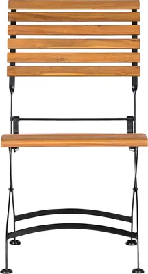 Produktbild von home24 Gartenstuhl - 2er-Set - Akazie Massiv / Stahl - Akazie / Schwarz
