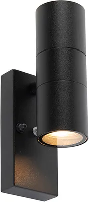 Produktbild von Außenwandleuchte Schwarz mit Hell Dunkel Sensor IP44 Duo