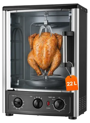Produktbild von Dönergrill - Vertikaler Gyrosgrill für Kebab und Shawarma - 22 l - 1500 W - 0–240 °C - 0–60 Min. Timer - Mit Drehspieß, Grillrost, Fettauffangblech und Krümelschale