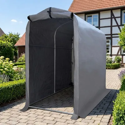 Imagen del producto de Garaje para bicicletas, capacidad para 2 bicicletas, fabricado en acero galvanizado, dimensiones 180x94x175 cm, ideal para jardín y cobertizos