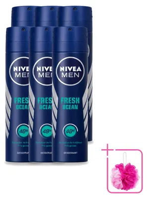 Obrázek produktu pro 6 kusů deodorantu ve spreji NIVEA MEN Fresh Ocean, objem 150 ml, balení