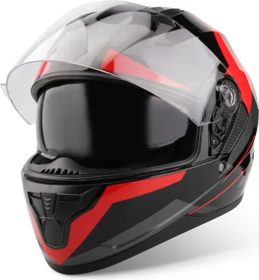 Produktbild von VINZ Becket Integralhelm mit Sonnenblende ECE 22.06 | Motorrad Helm Vollvisierhelm Mopedhelm | Motorradhelm Full-Face Helme | In Gr. XS-XXL - Rot | L (59 - 60 cm)