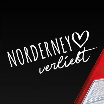 Produktbild von Auto Aufkleber Norderney verliebt Herz Insel Nordsee Liebe Car 19x7 cm Weiss Glanz Sticker Heckscheibenaufkleber