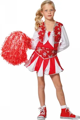 Produktbild von Rotes Cheerleader Kinder Kostüm für Karneval & Garde Tanzgruppen Größe: 128