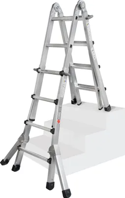Produktbild von Iller Teleskopleiter, beidseitig begehbar mit Dreiecksausleger, 4x5 Sprossen und 6,0m AH