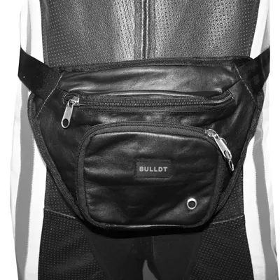 Produktbild von Gürteltsche Motorrad Bauchtasche Ledertasche, Farbe:Schwarz