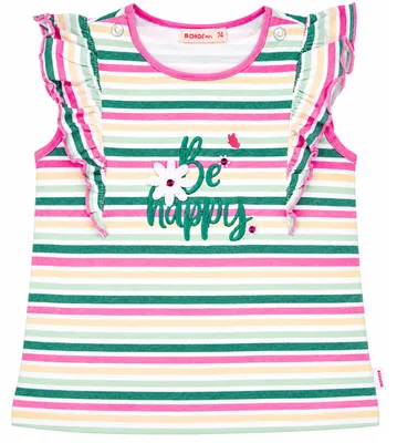 Produktbild von BONDI Mädchen T-Shirt "Happy" 86881 | Mehrfarbig gestreift Größe: 86