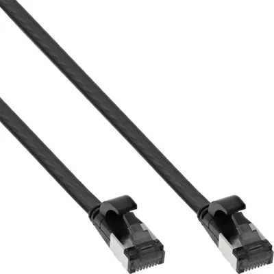 Produktbild von InLine Patchkabel flach, U/FTP, Cat.8.1, TPE halogenfrei, schwarz, 5m, 5 m, Cat8.1, U/FTP (STP), RJ-45, RJ-45, Schwarz