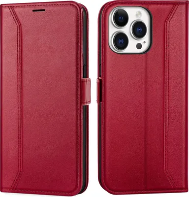 Zdjęcie produktu dla Etui na telefon komórkowy iPhone 15 Pro Max składane etui ochronne, czerwone