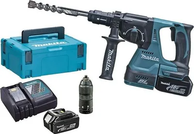 Produktbild von Makita DHR243RTJ, Schwarz, Blau, Überlastschutz, 2,4 cm, 9500 RPM, 2 J, 4700 BPM