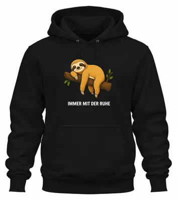 Immagine prodotto di Felpa con cappuccio "Bradipo che dorme sempre con calma", sarcasmo, colore nero, taglia XXL