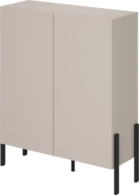 Productafbeelding van Kast SALMA 2 deuren push-to-open – beige & matzwart, 114×135×40 cm