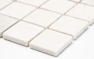 Produktbild von Handmuster Mosaik Fliese Marmor Naturstein weiß Botticino Anticato MOS42-0104_m