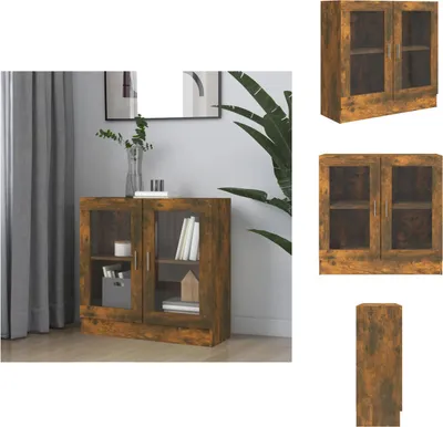 Produktbild von vidaXL Vitrinenschrank Räuchereiche 82,5x30,5x80 cm Holzwerkstoff -  Bücherregale & Bücherschränke