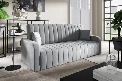 Produktbild von LIKMA Grau Vielseitiges 3-Sitzer 214 cm Sofa mit Schlaffunktion und Bettkasten Otto - Velvet Schlafcouch - Moderne Wohnzimmer Couch - Sofa mit Bettfunktion - Schlafsofa, Stoff: Jasmine 90