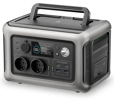 Obrázek produktu pro Přenosný generátor, kapacita 299Wh, výkon 600W AC, možnost solárního nabíjení, černý, EU