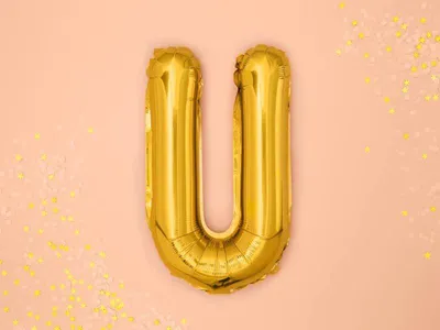 Image de Ballon en plastique doré 35 cm lettre U