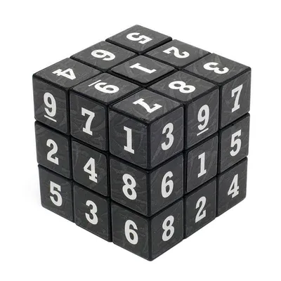 A 3x3x3 cube with numbers on each face, presented on a white background.