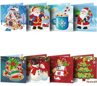 Produktbild von 5D DIY Diamantmalerei Grußkarten Set mit Blanko-Briefumschlägen für Geburtstage und Weihnachten