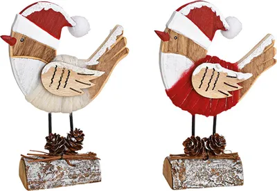 Obrázok produktu pre Figúrka – vták s čiapkou Santa Clausa, veľká, 13 x 17 x 5 cm