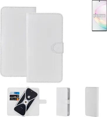 Produktbild von K-S-Trade Handy Hülle Schutz Hülle kompatibel mit Samsung Galaxy Note10+ 5G SD855 Cover Case Bookstyle Bumper weiß 1x