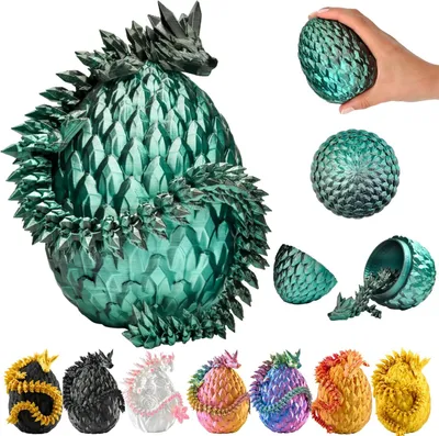 Produktbild von 3D Deko-Drachenfigur im Ei, schwarz-grün, 30 cm, Fantasy Deko für Zuhause