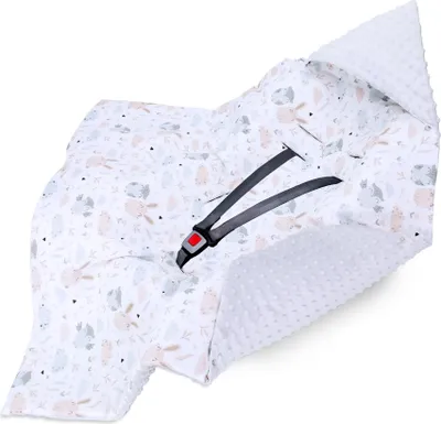 Zdjęcie produktu dla Kocyk do wózka 90x90cm - uniwersalny kocyk do fotelika samochodowego kocyk do wózka na cały rok bawełna minky sowa jasnoszary