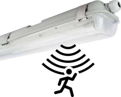 Produktbild von LED Feuchtraumleuchte Wannenleuchte 120cm 2 x 18W T8 Röhre 840 Neutralweiß 4000K IP65 mit Sensor