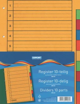 Produktbild von 10 (10x 10tlg.) Ordner Register 10tlg. besonders stabiler Karton
