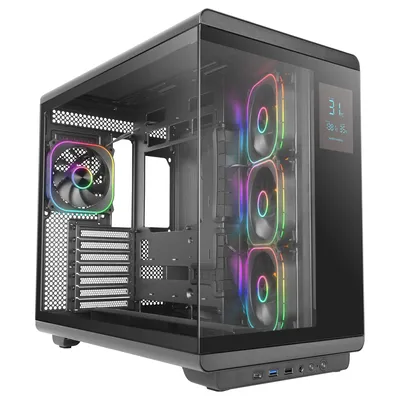 Produktbild von Mars Gaming MCREVPRO, Midi Tower, Schwarz, ATX, micro ATX, Mini-ITX, 278 mm, 423 mm, 443 mm