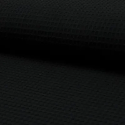 Produktbild von Bekleidungsstoff Meterware Waffelpique Baumwolle uni schwarz 1,50m