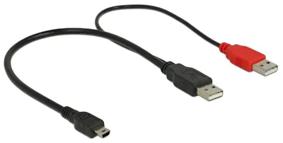 Productafbeelding van DELOCK 83178, 0,3 meter, 2 x USB-A, USB 2.0, mannelijk/mannelijk, 0,48 Gbit/s, zwart
