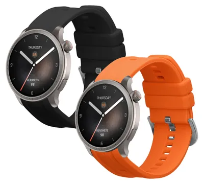 Produktbild von kwmobile 2x Uhrenarmband für Huami Amazfit Balance A2286 Armband - Fitnesstracker Band Set aus TPU Silikon - Ersatzarmband Smartwatch - Schwarz Orange
