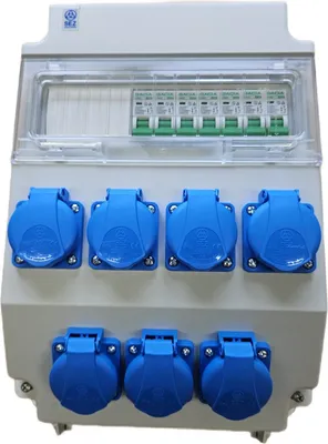 Produktbild von Wandverteiler Stromverteiler 7x 230V Schuko mit Sicherungen /LS  3 Phasen ROS11/x-25/S 95V-3