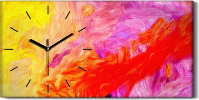 Produktbild von Dekor Leinwand Uhr Wandbilder Geräuschlos 60x30 Malerei Abstrakte Kunst Bunt - schwarze Hände