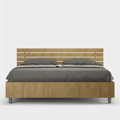 Produktbild von Doppelbett 160x190cm mit gerader Holz-Kopfstütze Ankel D Oak