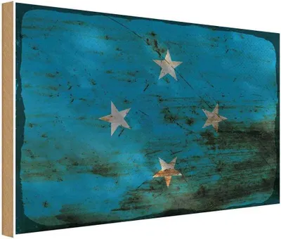 Produktbild von vianmo Holzschild 30x40 cm Mikronesien Micronesia Flagge Fahne Wappen