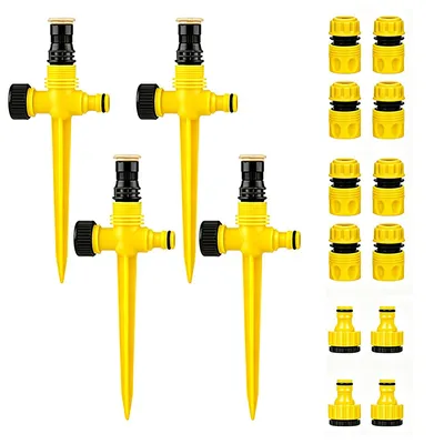 Produktbild von 2er Set Rasensprenger 360° Garten Sprinkler mit 1/2" Schnellkupplung, einstellbarer Winkel 90°/180°/360°, für Rasen & Gartenbewässerung