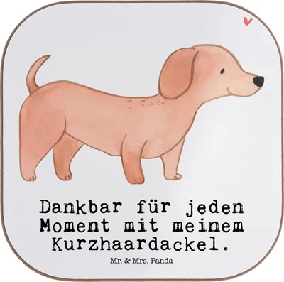 Produktbild von Mr. & Mrs. Panda Untersetzer für Gläser Dackel Kurzhaardackel Moment - Weiß - Geschenk, gläseruntersetzer, Teckel, Tischschoner, Tischuntersetzer, Coaster, Dachshund