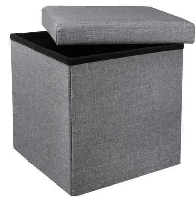 Produktbild von HI Fushocker/Hocker/Aufbewahrungsbox - grau - mdf - 38 x 38 cm
