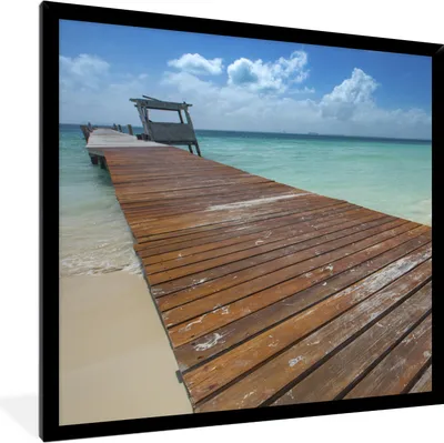Produktbild von MuchoWow® MuchoWow® Gerahmtes Poster Promenade am Karibischen Meer, Isla Mujeres 40x40 cm - Poster mit zchwarzem Bilderrahmen - Mit Rahmen - Wanddekoration Schlafzimmer