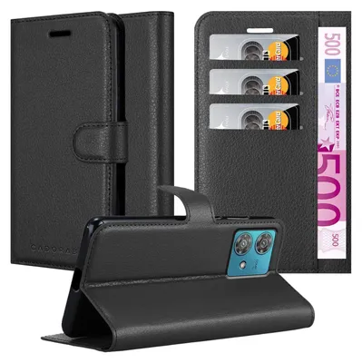 Immagine prodotto di Cadorabo cover per Motorola Edge 40 Neo in PHANTOM BLACK Cover protettiva con chiusura magnetica, funzione stand e slot per carte di credito