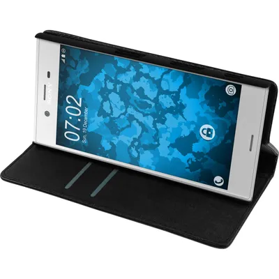 Produktbild von PhoneNatic Kunst-Lederhülle kompatibel mit Sony Xperia XZs - Book-Case schwarz + 2 Schutzfolien